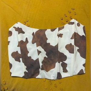 Cowprint Cowhide Corset Crop Top